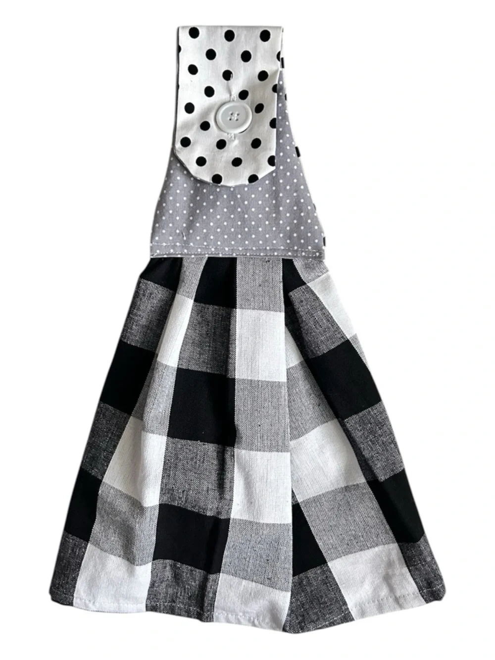 Hand Crafted Black & White Buffalo Plaid Hanging Kitchen Hand  Towel